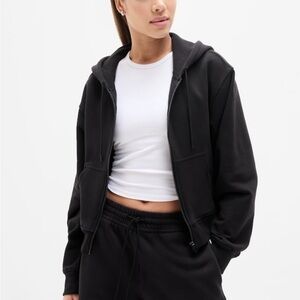 Athleta Black Forever Fleece Plush Zip-Up Hoodie
